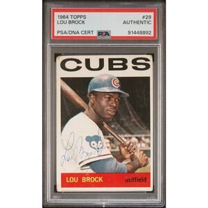 1964 Topps #29 Lou Brock Auto PSA/DNA Authentic Chicago Cubs